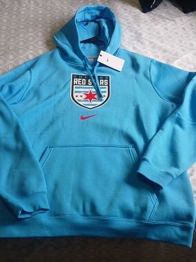Nike Turquoise Blue Chicago Red Stars MLS Soccer Jersey Hoodie NWT Large New